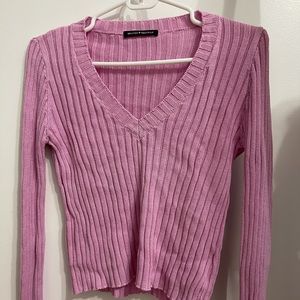 Brandy Melville pink v neck sweater